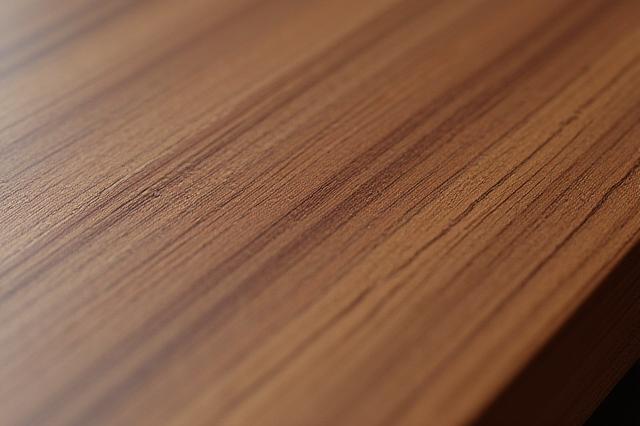 Detailed shot of rich, natural wood grain on a finely crafted furniture piece