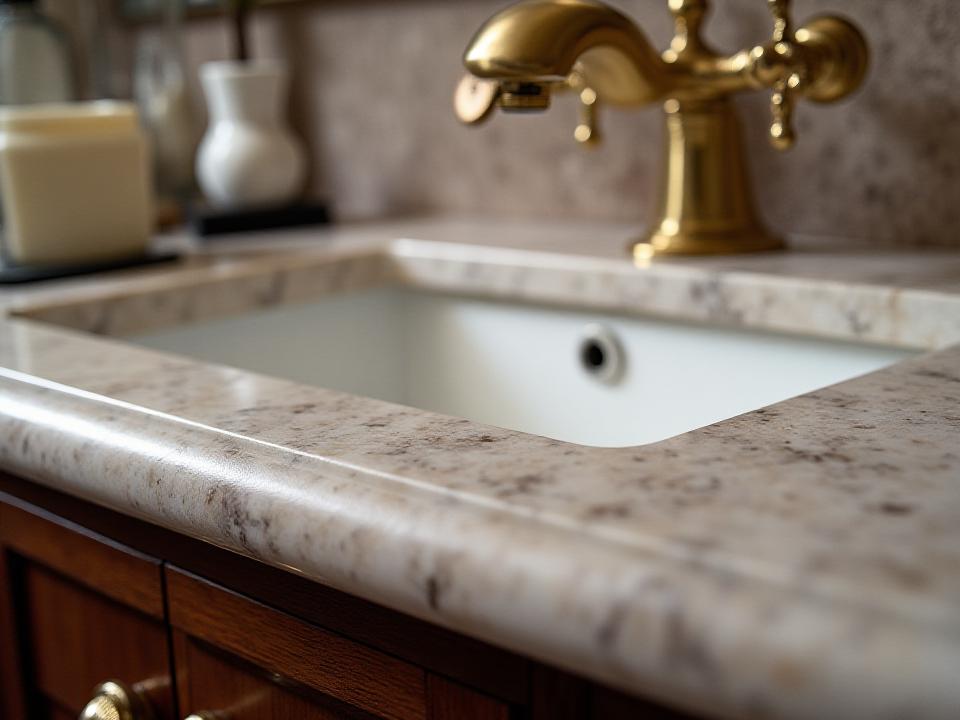 Detailed view of the Georgian townhouse bathroom's bespoke vanity and finishes.