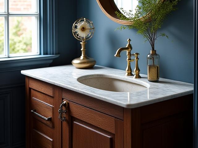 Bespoke vanity in a Georgian townhouse bathroom, Dublin 4.